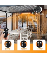 Wall-Mounted Patio Heater 750W/1500W Infrared Heater with 9-Level Adjustable 24H Timer