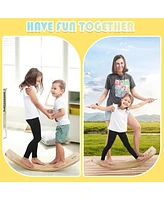 Costway Wooden Wobble Balance Board Kids Adult 15.5'' wider Rocker Board Toy 660LBS