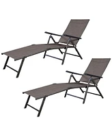 Costway 2PCS Pool Chaise Lounge Chair Recliner Outdoor Patio Furniture Adjustable New