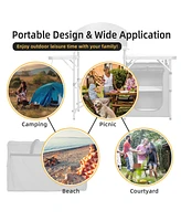 Costway Foldable Camping Table Outdoor Bbq Portable Grilling Stand