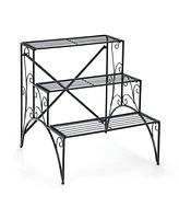 Costway 3 Tier Stair Style Metal Plant Stand Garden Shelf Flower Pot