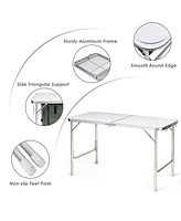 Costway Adjustable Camping Table Aluminum w/ Storage Organizer