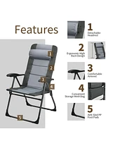 4PCS Patio Folding Dining Chair Ottoman Set Recliner Adjustable