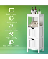 Costway Floor Cabinet Multifunction Bathroom Storage Organizer Rack w/2 Drawers