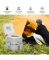 Costway 5.3 Gallon Portable Travel Toilet Outdoor Camping Toilet w/ Piston Pump Flush