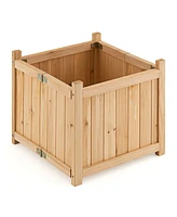 Costway Square Wood Flower Planter Box Raised Vegetable Patio