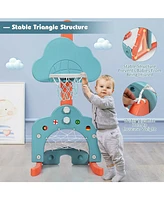 3-in-1 Kids Basketball Hoop Set with Balls-Green