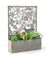 Sugift Set of 2 Decorative Raised Garden Bed with Trellises