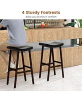 Costway Saddle Bar Stools Set of 2 Height Adjustable Upholstered Saddle Seat & Footrest