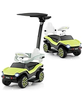 Slickblue 3-in-1 Licensed Volkswagen Ride on Push Car with 3-Position Adjustable Push Handle-Green