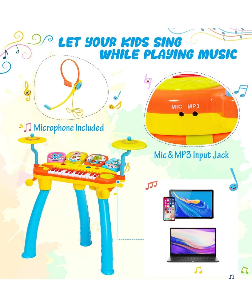 Slickblue 24-Key Piano Keyboard Dj Drum Combination with Microphone and MP3