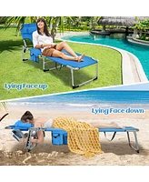 Gymax Folding Chaise Lounge Chair Bed Adjustable Outdoor Patio Beach Camping Recliner Blue