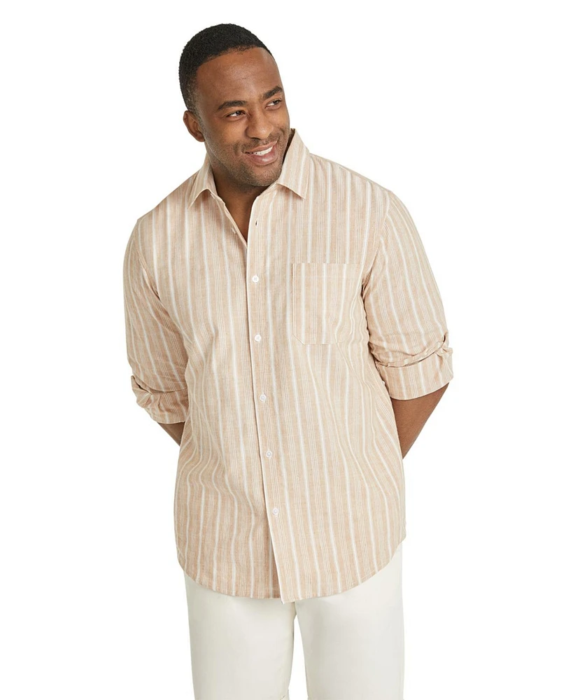 Johnny Bigg Big & Tall Stripe Relaxed Fit Linen Shirt