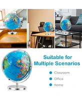 Sugift 13"Illuminated World Globe 720° Rotating Map with Led Light
