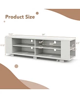 Costway 59" Wood Tv Stand Console Storage Entertainment Media Center with Shelf