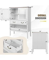 Sugift Sideboard Buffet Cabinet with 2 Tempered Glass Doors