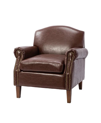 Hulala Home Wooden Upholstered Rinaldo Armchair with Feet Featuring Graceful Curves