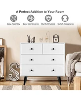 Costway 4 Drawers Dresser Chest of Drawers Free Standing Sideboard Cabinet
