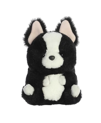 Aurora Mini Ava French Bulldog Rolly Pet Round Plush Toy Black 5"