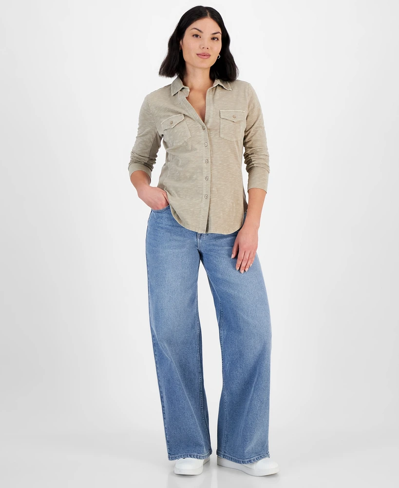 Calvin Klein Jeans Petite High Rise Wide-Leg Jeans