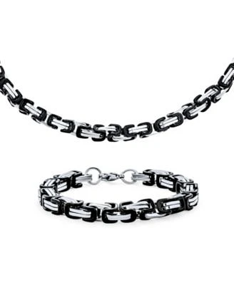 Bling Jewelry Mechanic Byzantine Punk Rocker Jewelry Set Urban Biker Necklace Bracelet