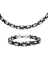 Bling Jewelry Mechanic Byzantine Punk Rocker Jewelry Set Urban Biker Necklace Bracelet