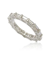 Suzy Levian New York Sterling Silver Cubic Zirconia Petite Baguette Eternity Band