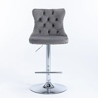 Gray Swivel Velvet Bar Stools (Set of 2)