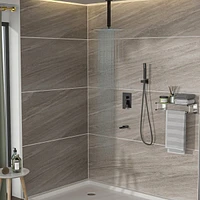 16" Rain Shower Head Systems With Waterfall Tub Spout, Oil Rubber Bronze, Ceiling Mounted Shower