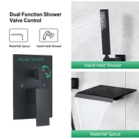 Waterfall Wall Mounted Tub Filler With Handheld Shower