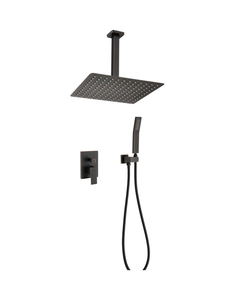 Simplie Fun Ceiling Mounted Shower System Combo Set With Handheld And 10" Shower Head - Oil