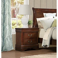 Traditional 2-Drawer Nightstand, Cherry Finish