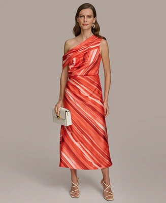 Donna Karan Women's One-Shoulder A-Line Midi Dress