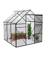 Simplie Fun 6x6FT Black Polycarbonate Greenhouse with Raised Base and Anchor