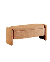 Simplie Fun Brown Ottoman Storage Bench with Fleece Fabric