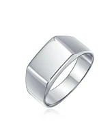 Bling Jewelry Simple Monogram Rectangle Shape Signet Band Ring .925 Sterling Silver