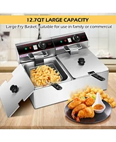 3400W Dual Tank Electric Countertop Deep Fryer