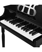 30-Key Wood Toy Kids Grand Piano with Bench & Music Rack
