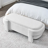 Linen Fabric Upholstered Bench With Large Storage Space For The Living Room, Entryway And Bed