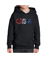 La Pop Art Girls Usa Fireworks Word Hooded Sweatshirt