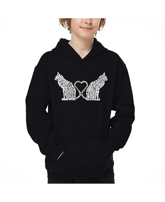 La Pop Art Boys Cat Tail Hearts Word Hooded Sweatshirt