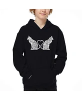 La Pop Art Boys Cat Tail Hearts Word Hooded Sweatshirt