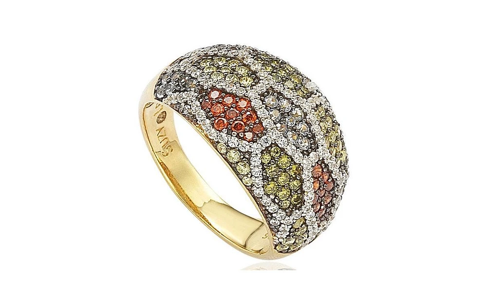 Suzy Levian Sterling Silver Cubic Zirconia Pave Multi-Color Geometric Ring