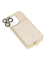Anne Klein Women's Ivory Saffiano Leather Case designed for iPhone 15 Pro Max