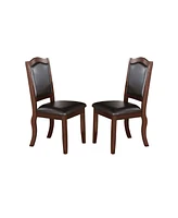 Simplie Fun Faux Leather Upholstered Dining Chairs, Brown(Set Of 2)