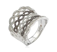 Suzy Levian Sterling Silver Cubic Zirconia Pave Interweaving Ring