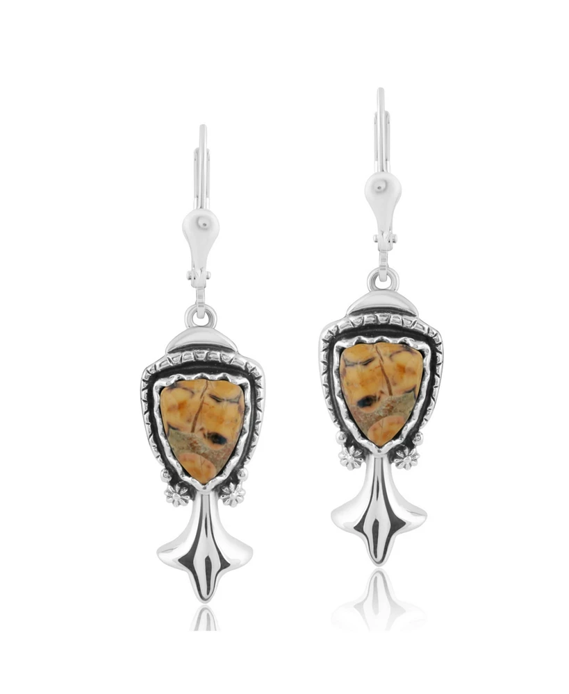 American West Jewelry Sterling Silver Women's Dangle Earrings Choice of Gemstone Color