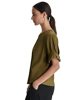 Dkny Women's Puff-Sleeve Pleated Blouse