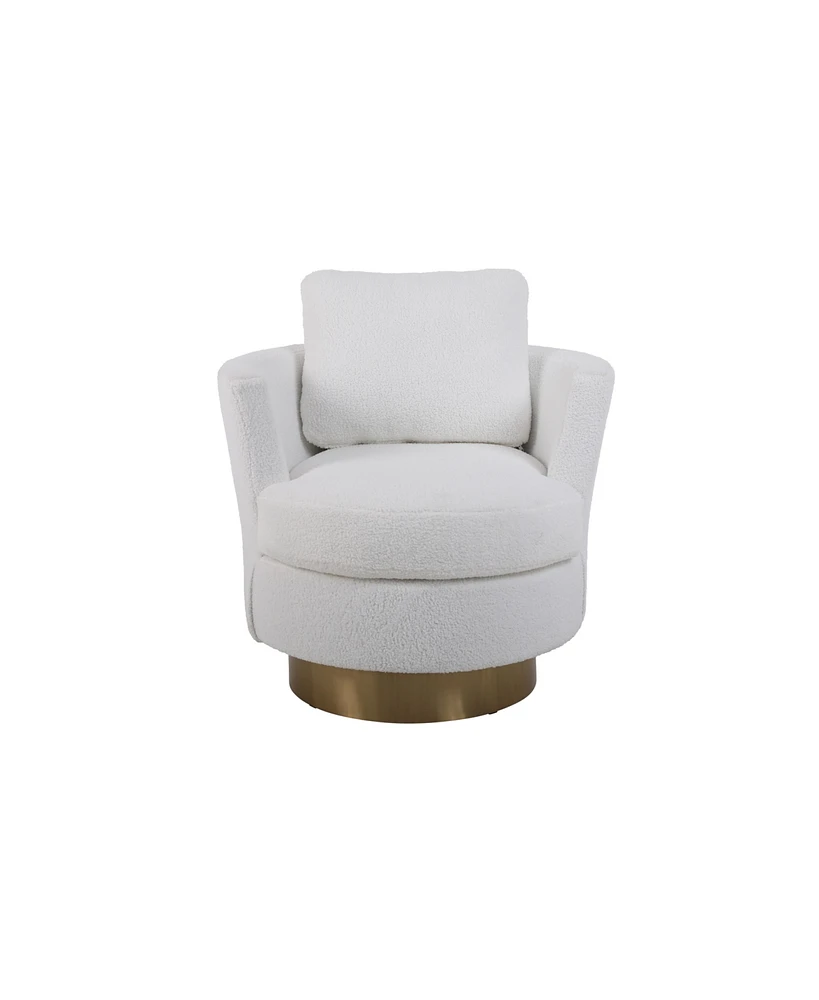 Simplie Fun White Swivel Accent Armchair with Gold Base