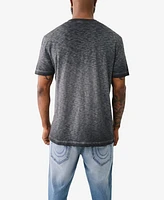 True Religion Men's Short Sleeve Dyed Embro Henley Shirt